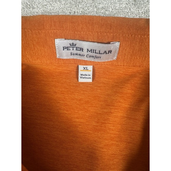 Peter Miller Summer Comfort Orange Tone Stripe Performance Golf Polo Shirt XL - Picture 3 of 9